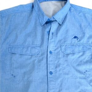 Fishing Blue Button-Down Outdoor Shirt
